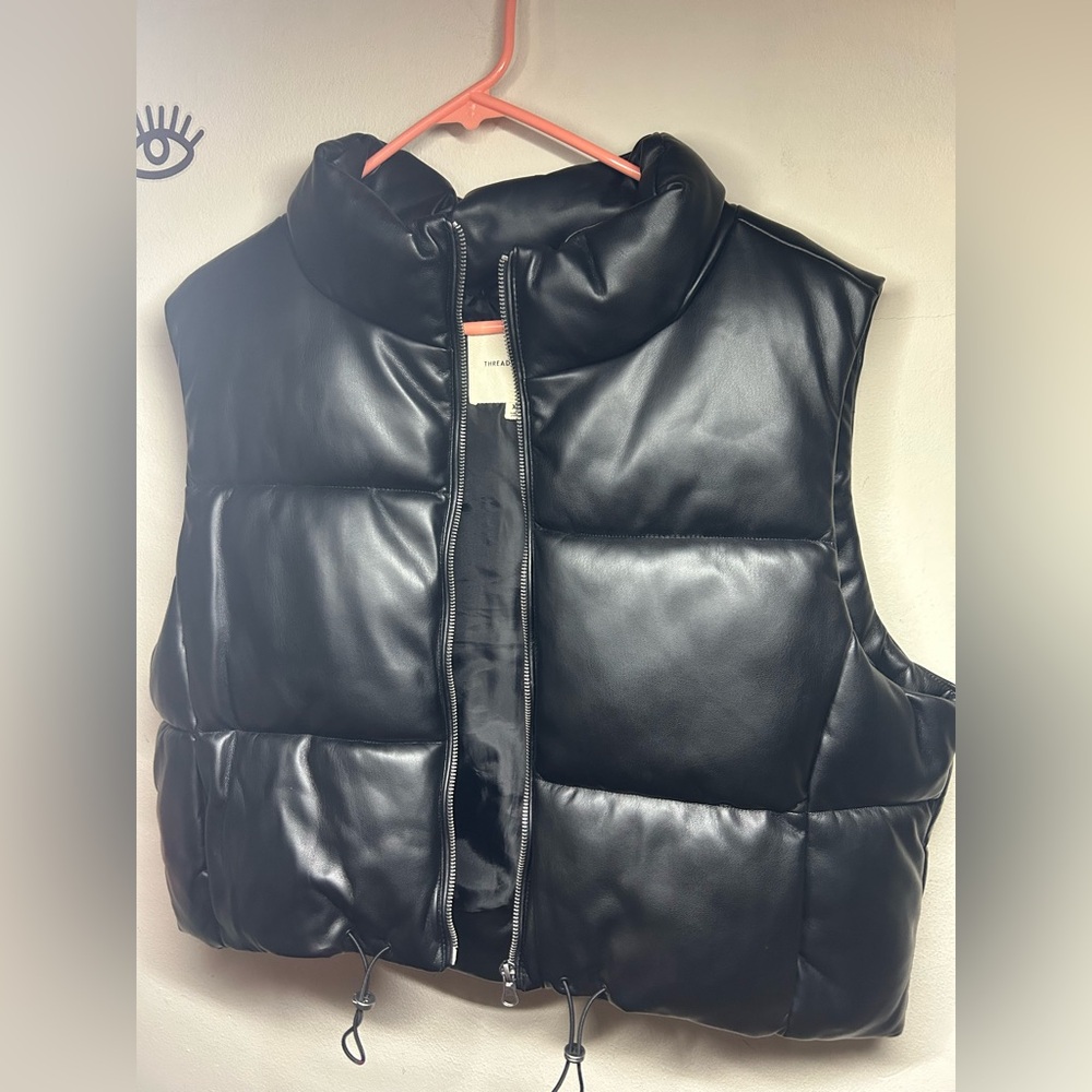 Faux Leather Quilt Vest